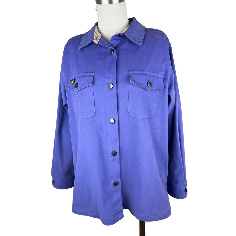 Wildfang Essential Shacket Purple Cotton Stretch Utility Jacket Size L